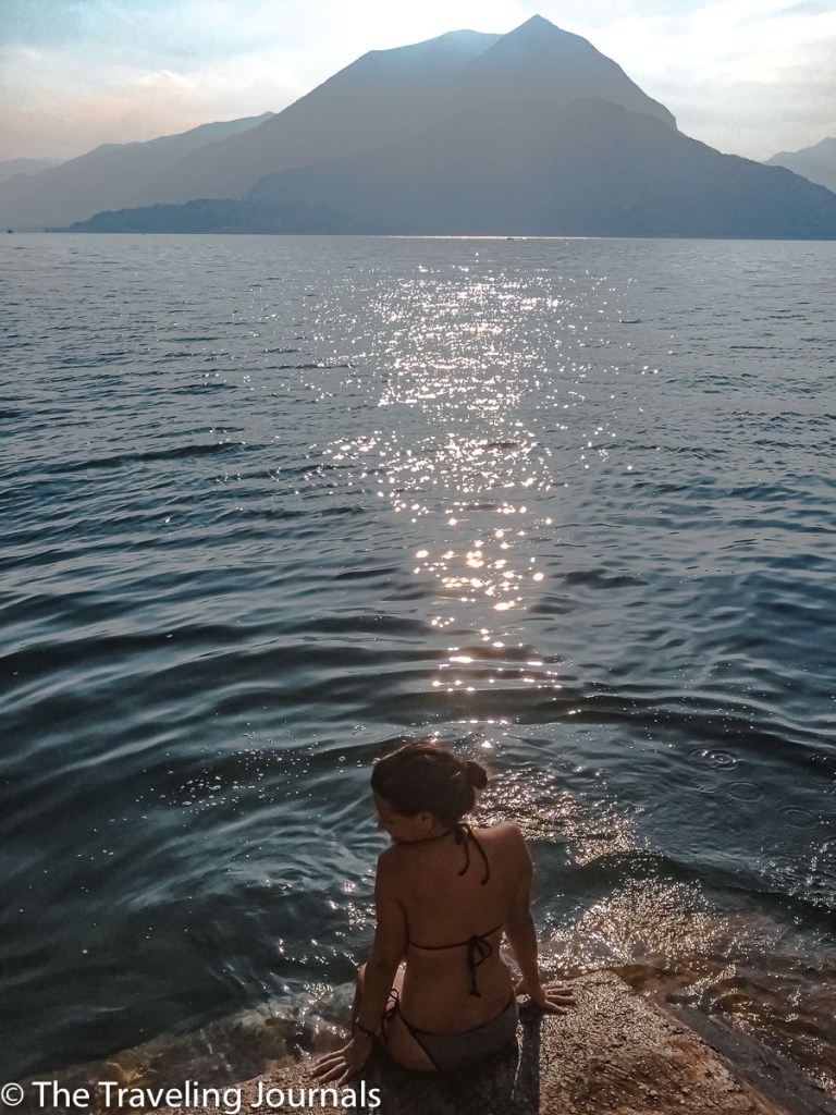 An afternoon dip in Lake Como Un chapuzón por la tarde en el lago de Como